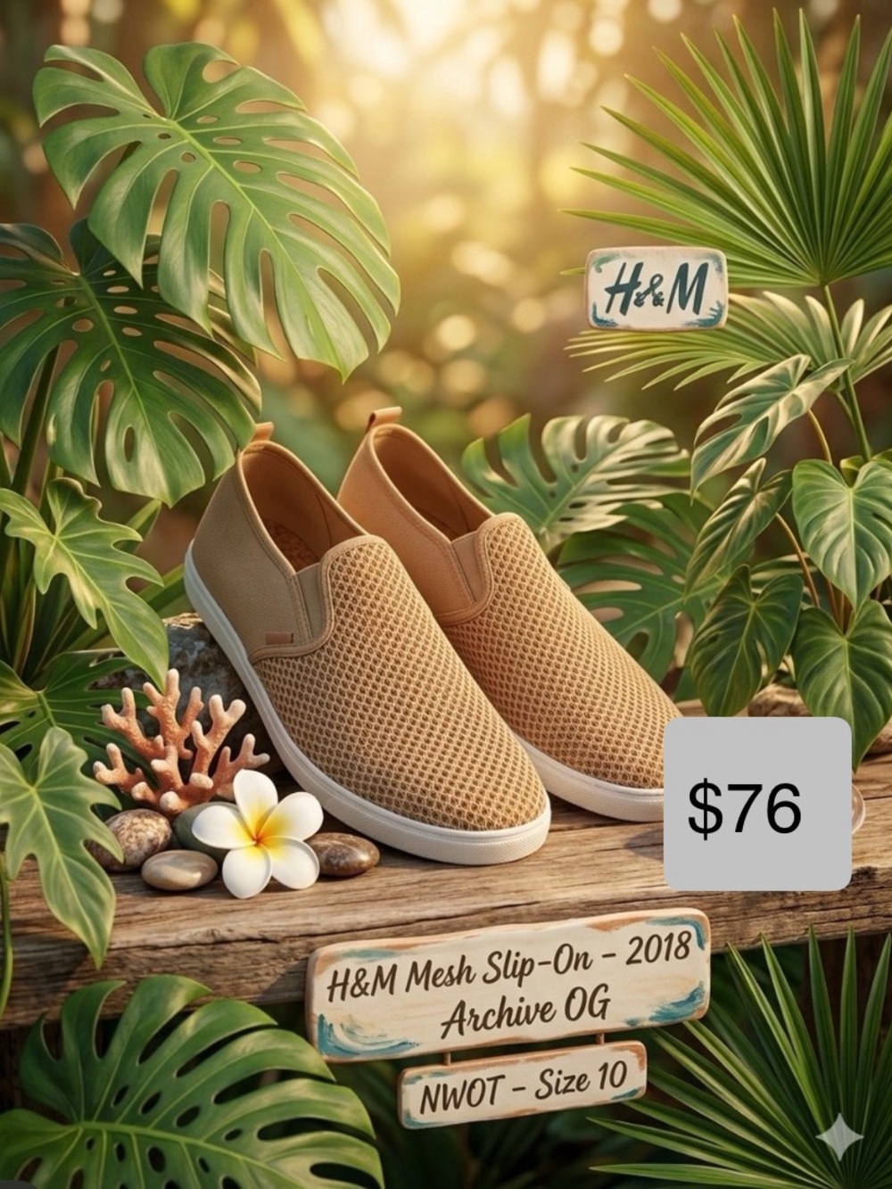 H&M Men's Mesh Slip-On Shoes - Size 10 - Brand NIP